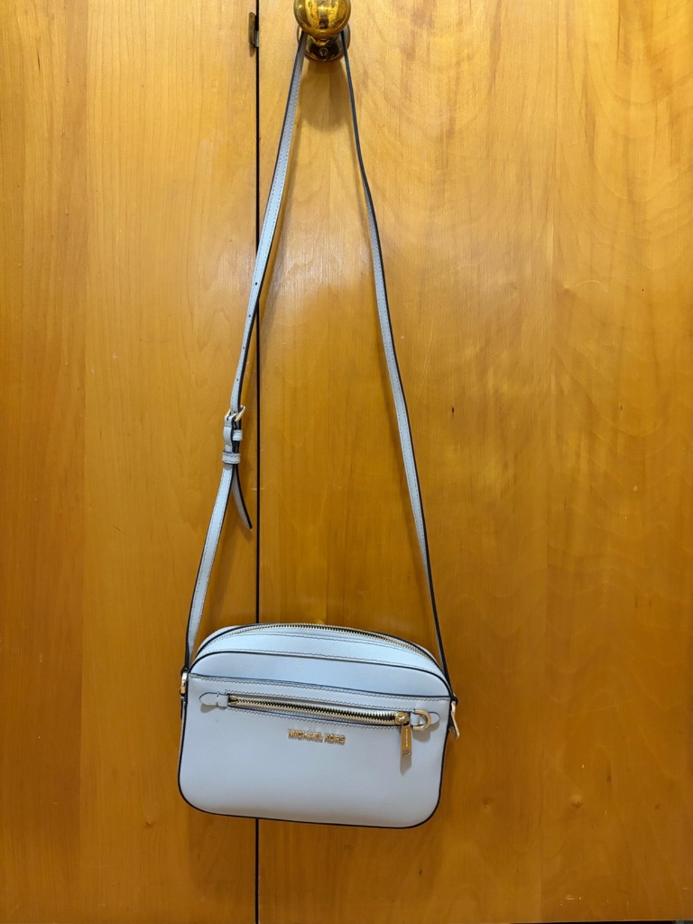 Michael Kors Light Blue Leather Crossbody Bag with Gold Hardware